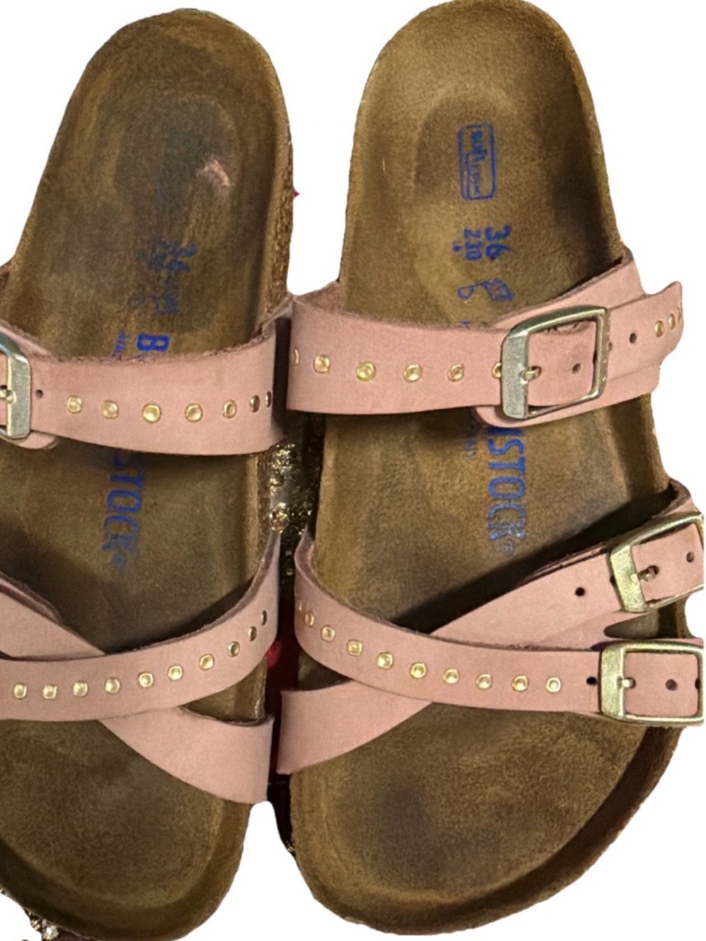 Birkenstock Old Rose Studded Triple Strap Buckle Sandals - Picture 7 of 16